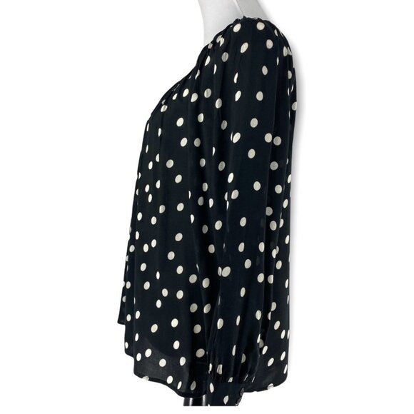 Spense Women's NWT Black White Polka Dot Button Down Scoop Button-Up Top S/C38 - Picture 4 of 8